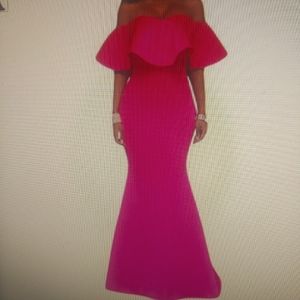 Floor length Pinkish Colored Off the Shoulder Dres